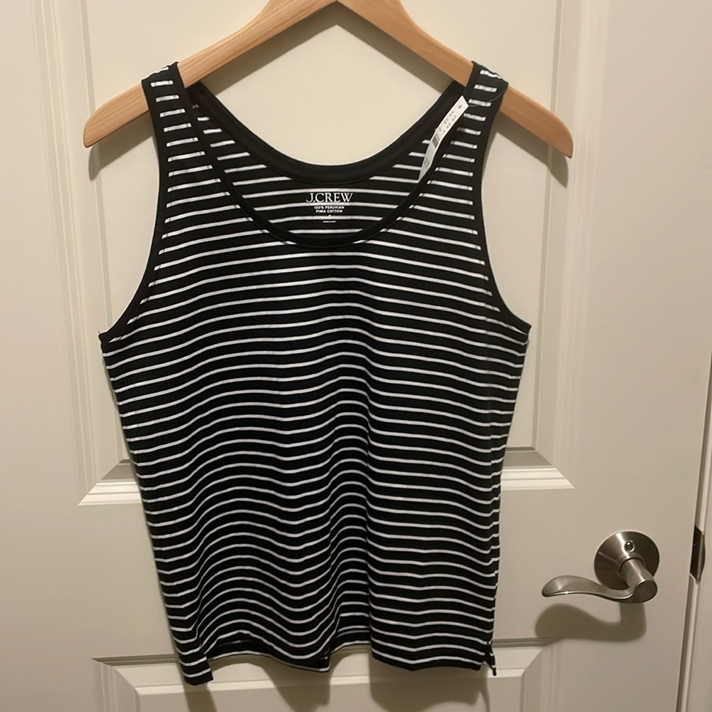 J. Crew Pima cotton scoopneck tank top in stripe, NWT